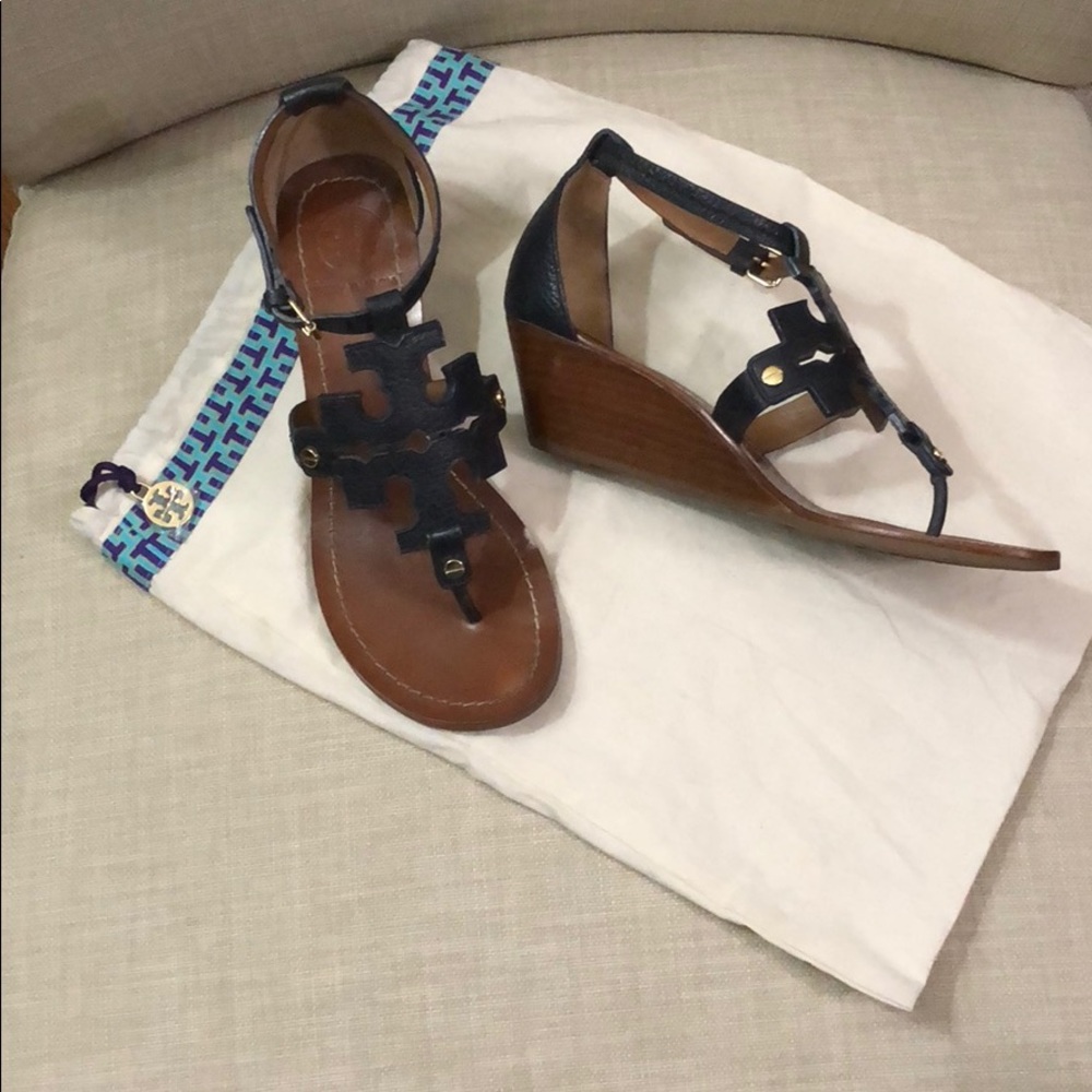 Tory Burch Navy Wedges